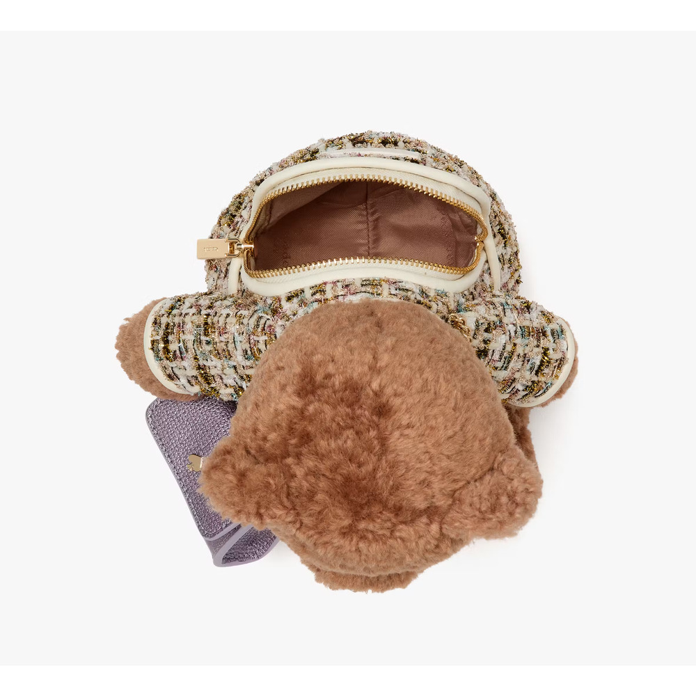 Kate Spade New York Katie Bear Tweed 3D Teddy Bear Crossbody Bag NWT - Picture 4 of 7